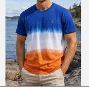 New (M) Polo Ralph Lauren Gradient Dip-Dye T-Shirt – Blue White Orange Men's